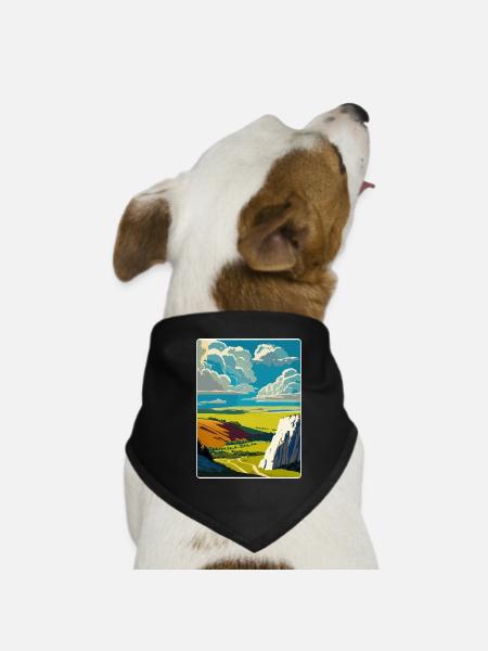 Affiche de voyage souvenir du parc national des South Downs - Bandana pour chien - noir - Devant