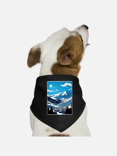 Vail Ski Resort Colorado Affiche de voyage souvenir - Bandana pour chien - noir - Devant