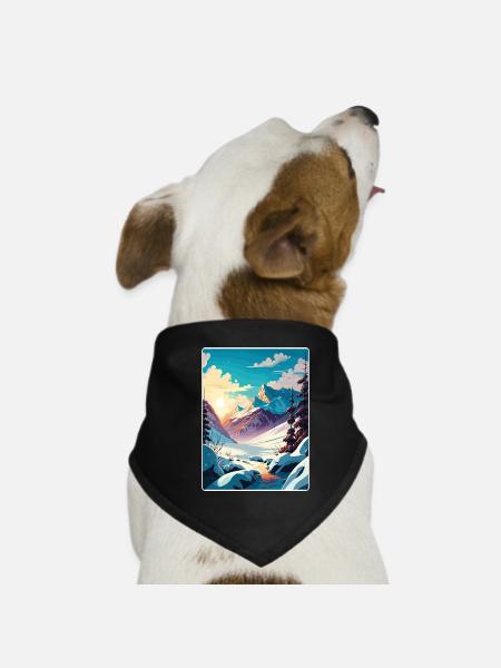 Les Arcs Skigebiet Schnee Frankreich Reiseplakat WPA - Hunde-Bandana - Schwarz - Vorne