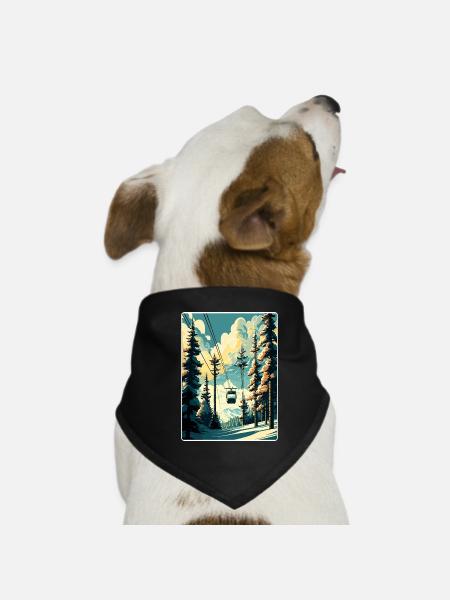 Vail Ski Resort Skifahren Reise Poster Souvenir WPA - Hunde-Bandana - Schwarz - Vorne