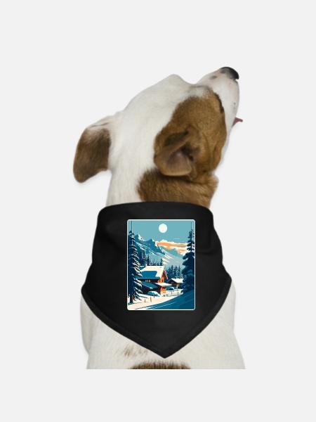 Kitzbühel Ski Österreich Reiseposter Souvenir WPA - Hunde-Bandana - Schwarz - Vorne