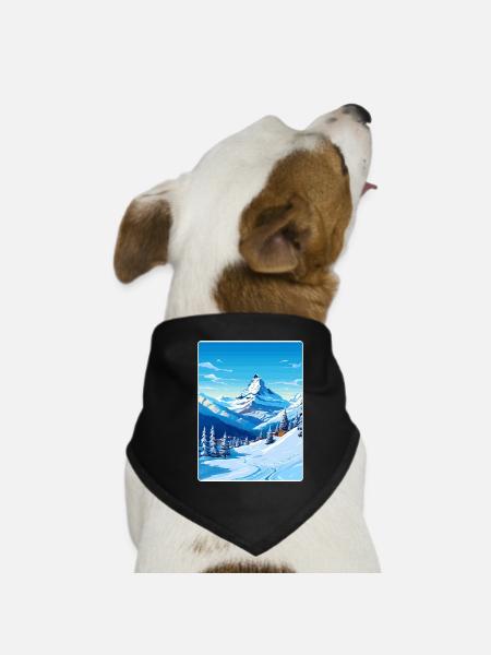 Zermatt Ski Ski Affiche de voyage Peinture souvenir WP - Bandana pour chien - noir - Devant