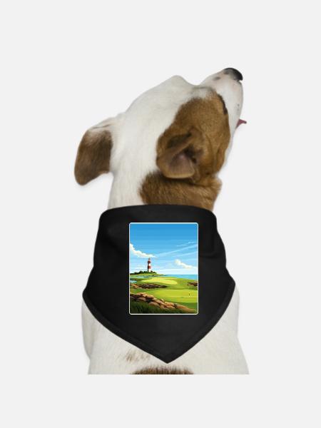 Harbor Town Golf Links Club Course Travel Poster - Dog Bandana - black - Front