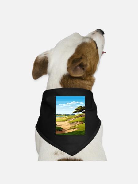 Torrey Pines Golfplatz Reiseposter Souvenir - Hunde-Bandana - Schwarz - Vorne