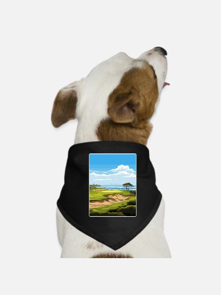 Torrey Pines Golfplatz Reiseposter Souvenir - Hunde-Bandana - Schwarz - Vorne
