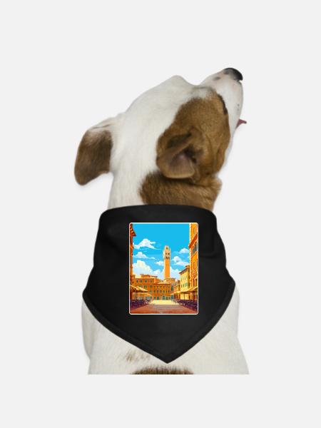 Siena Italy Travel Poster Souvenir Postcard Paint - Dog Bandana - black - Front