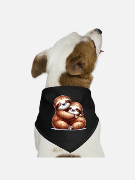 Sloths Sloth Snuggle Gift - Dog Bandana - black - Front