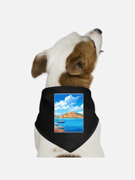Saint Tropez France Vintage Travel Poster Souvenir - Dog Bandana - black - Front
