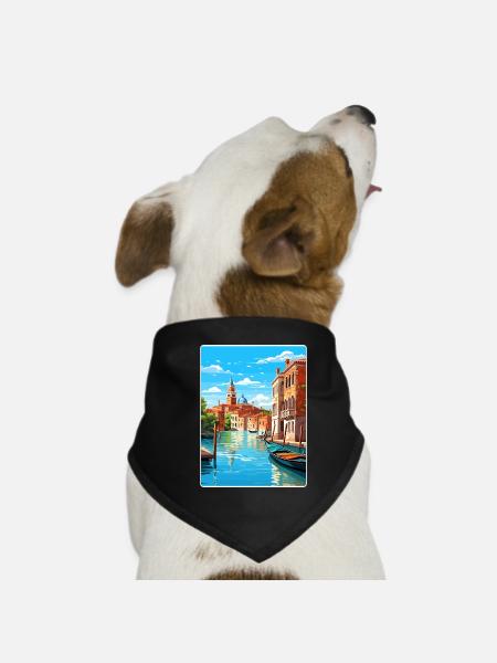 Venise Italie Place Saint-Marc Carte d’affiche de voyage - Bandana pour chien - noir - Devant