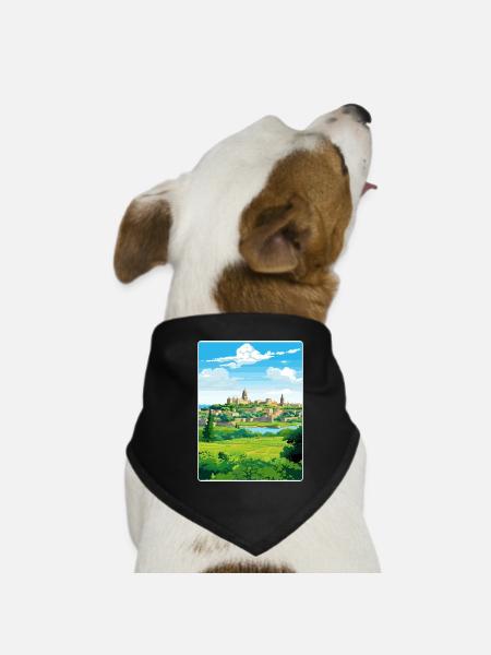Avignon Frankreich Reise Poster Souvenir Malerei WPA - Hunde-Bandana - Schwarz - Vorne