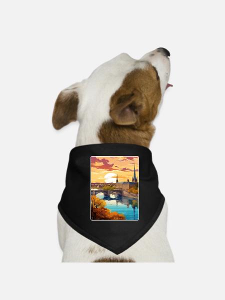 Bordeaux France Affiche de voyage Peinture Souvenir WPA - Bandana pour chien - noir - Devant
