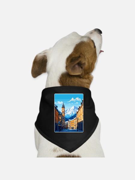Vienna Austria Travel Poster Souvenir Painting WPA - Dog Bandana - black - Front