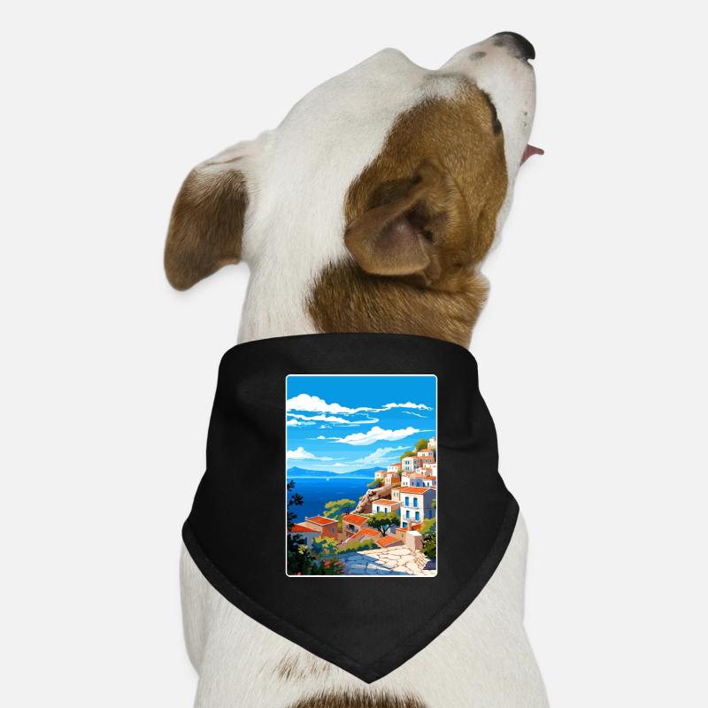 Hydra Greece Travel Poster Souvenir Postcard Paint Dog Bandana