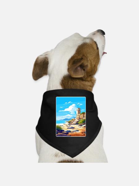 Délos Grèce Affiche de voyage Souvenir Carte Postale Peinture - Bandana pour chien - noir - Devant