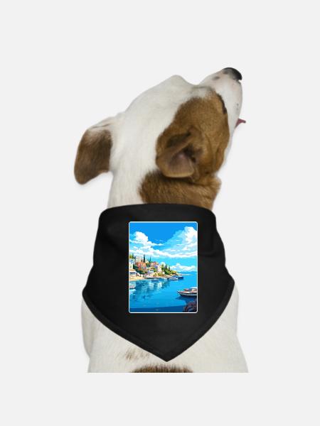 Insel Agistri Griechenland Reiseposter Souvenir WPA - Hunde-Bandana - Schwarz - Vorne