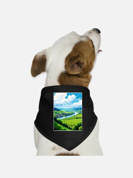 Moseltal Deutschland Reiseposter Souvenir WPA - Hunde-Bandana - Schwarz - Vorne