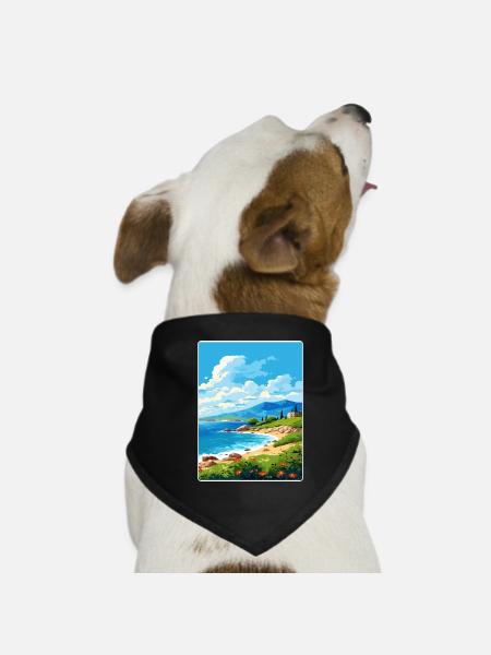 Mani Halbinsel Griechenland Reiseposter Souvenir WPA - Hunde-Bandana - Schwarz - Vorne