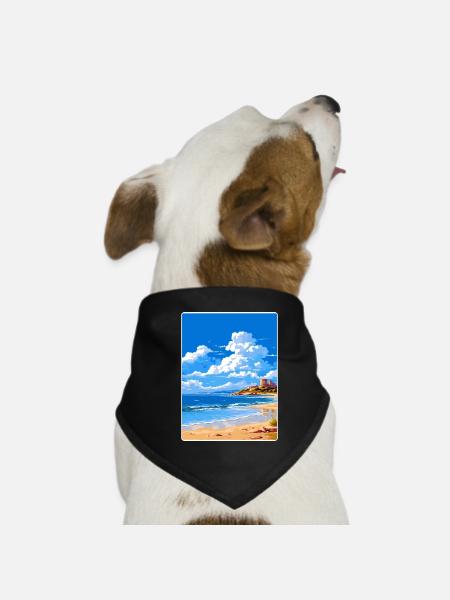 Methoni Grèce Voyage Affiche Souvenir Peinture WPA - Bandana pour chien - noir - Devant