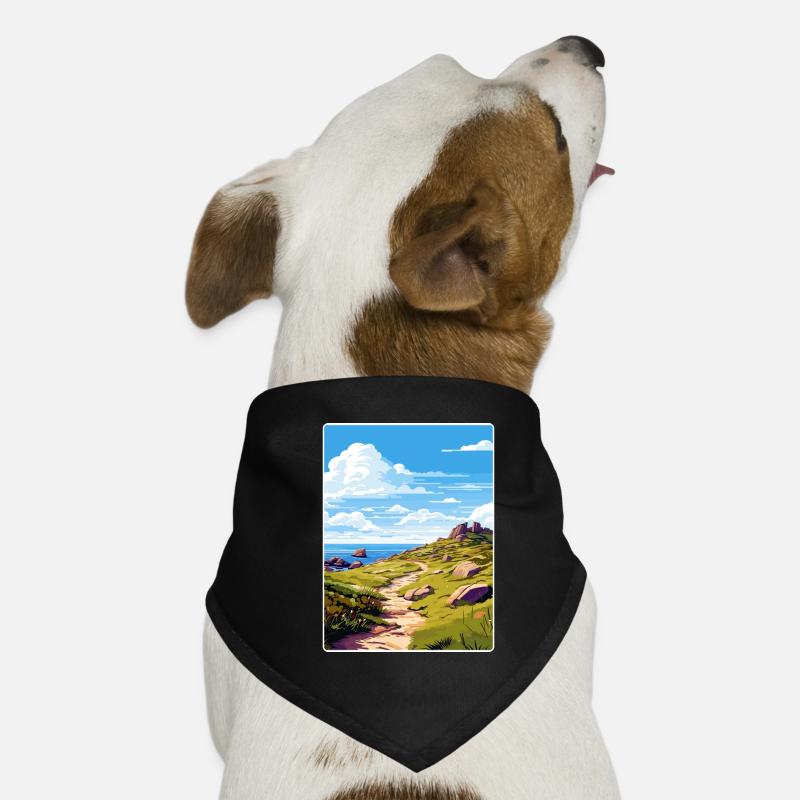 Lands End Cornouailles Angleterre Affiche de voyage souvenir Bandana pour chien