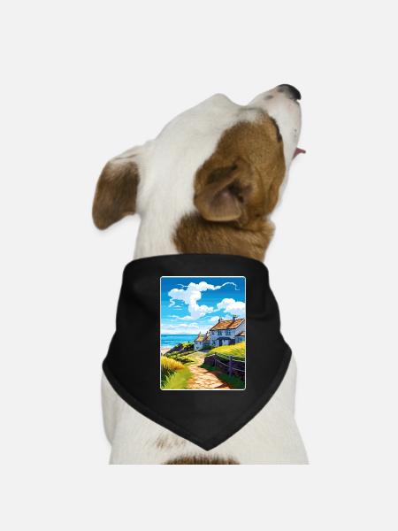 Gorran Haven England Reiseposter Souvenir WPA - Hunde-Bandana - Schwarz - Vorne