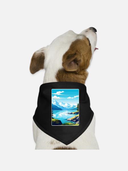 Glacier Bay National Park Alaska Travel Poster WPA - Dog Bandana - black - Front