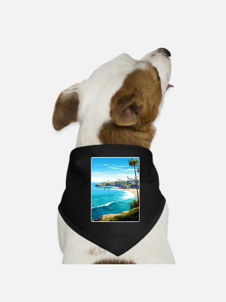 La Jolla Cove Californie Affiche de voyage souvenir - Bandana pour chien - noir - Devant