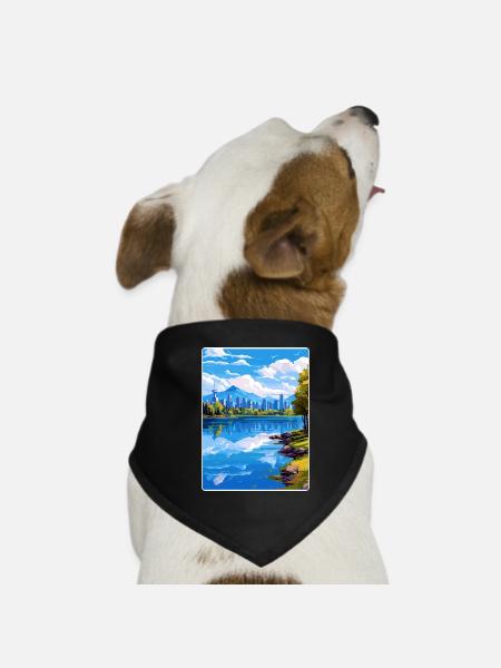 Vancouver Canada Travel Poster Souvenir Paint WPA - Dog Bandana - black - Front