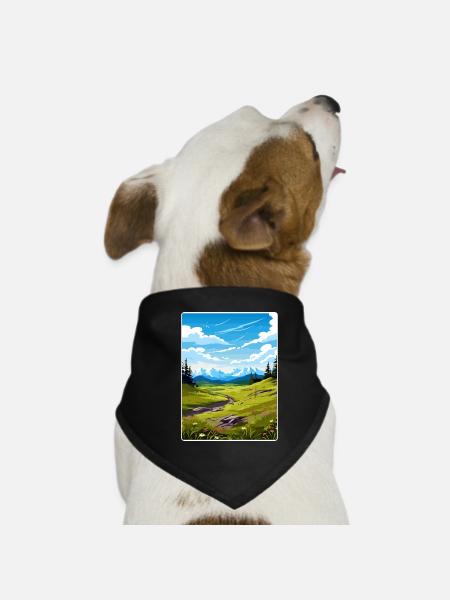 Denali Nationalpark Alaska Reise Poster Souvenir - Hunde-Bandana - Schwarz - Vorne