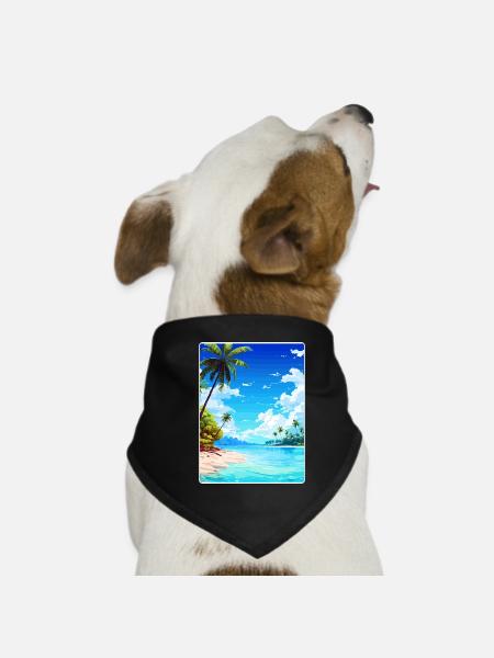 Maldives South Aisa Vintage Travel Poster Souvenir - Dog Bandana - black - Front
