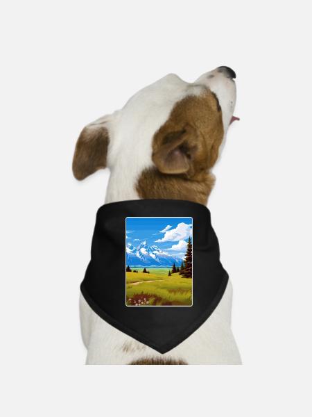Affiche de voyage souvenir du parc national de Grand Teton - Bandana pour chien - noir - Devant
