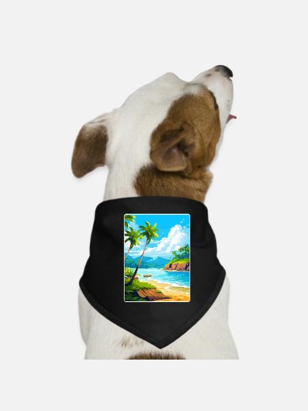 République dominicaine Carte d’affiche de voyage dans les Caraïbes - Bandana pour chien - noir - Devant