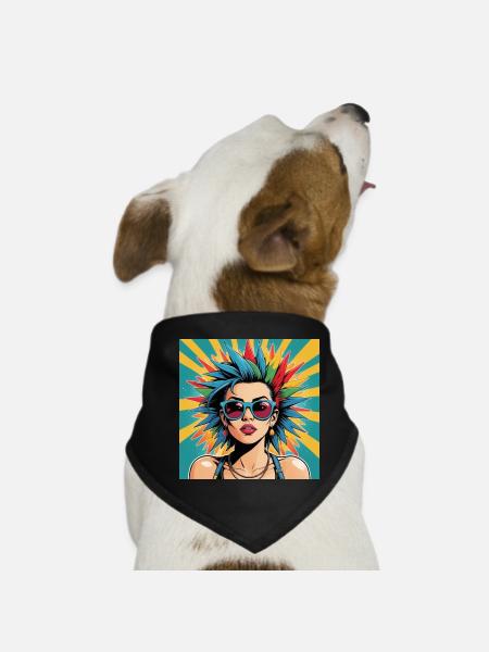Punk Girl Nancy mit Sonnenbrille Rock HipHop Musik - Hunde-Bandana - Schwarz