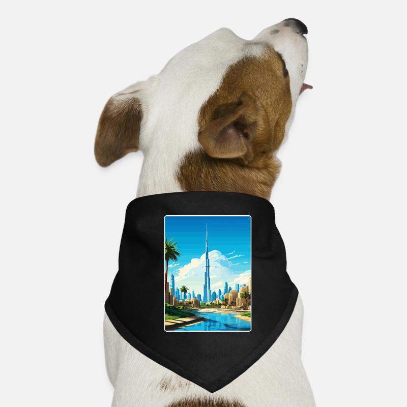 Dubai Skyline Illustration Hunde-Bandana