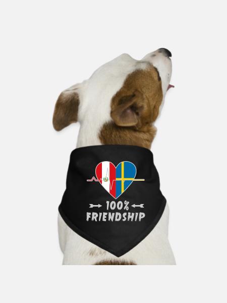 Peru und Schweden 100% Freundschaft - Hunde-Bandana - Schwarz - Vorne