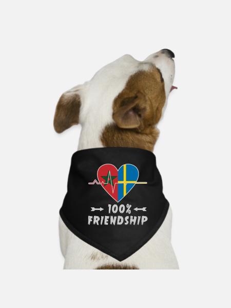 100 % amitié entre le Maroc et la Suède - Bandana pour chien - noir - Devant