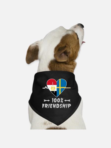 L'Égypte et la Suède : amitié à 100 % - Bandana pour chien - noir - Devant