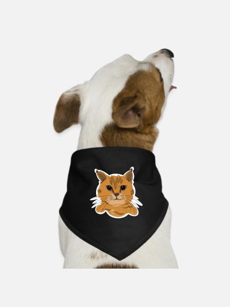 Illustration einer Katze „Schnurr“ - Hunde-Bandana - Schwarz - Vorne