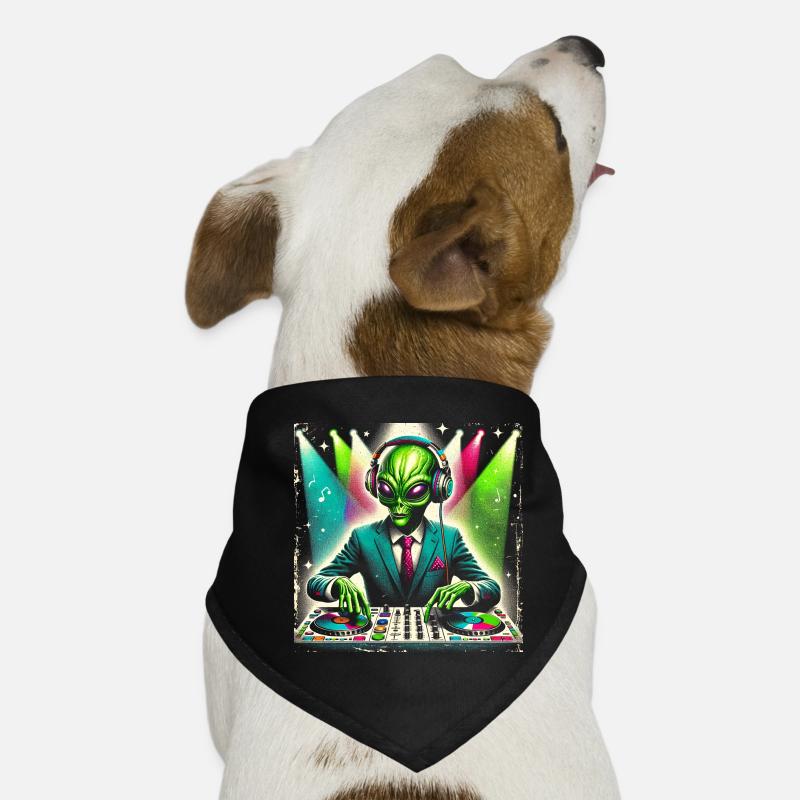 Stylish Alien DJ – Galactic Party Vibes Design Dog Bandana