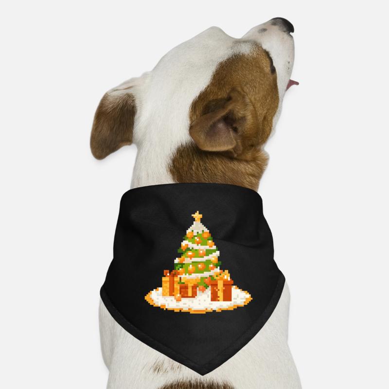 Pixelkunst Tannenbaum mit Geschenken Hunde-Bandana