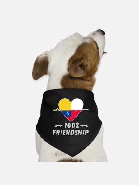 Kolumbien und Polen 100% Freundschaft - Hunde-Bandana - Schwarz - Vorne