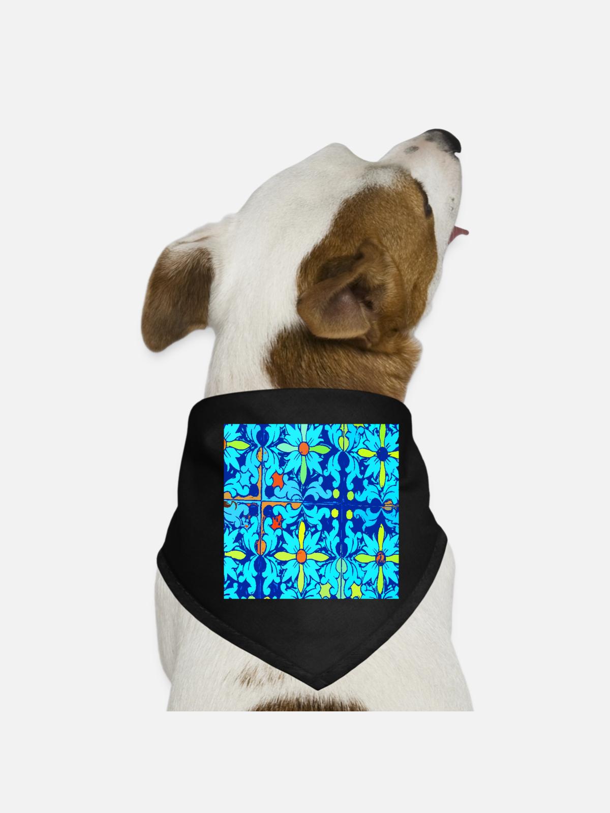 Blue ceramic - Dog Bandana - black - Front
