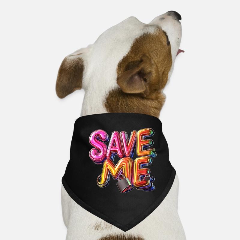 Stylischer 3D Schriftzug "SAVE ME" mit Schlössern Hunde-Bandana