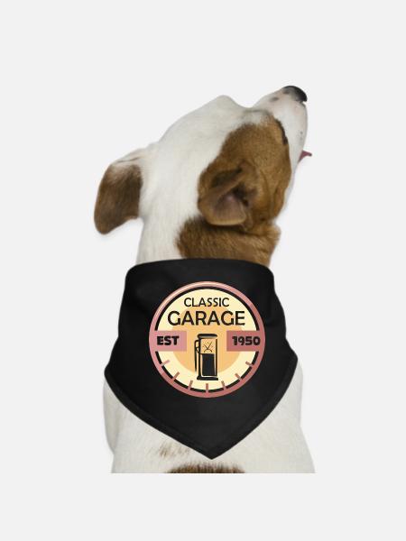 Oldtimer Garage retro vintageoutfit Auto Klassiker - Hunde-Bandana - Schwarz - Vorne