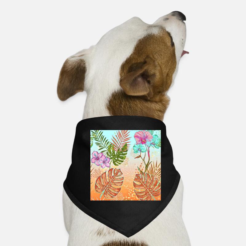 Monstera Motif Fleurs Et Feuilles Tropicales Bandana pour chien