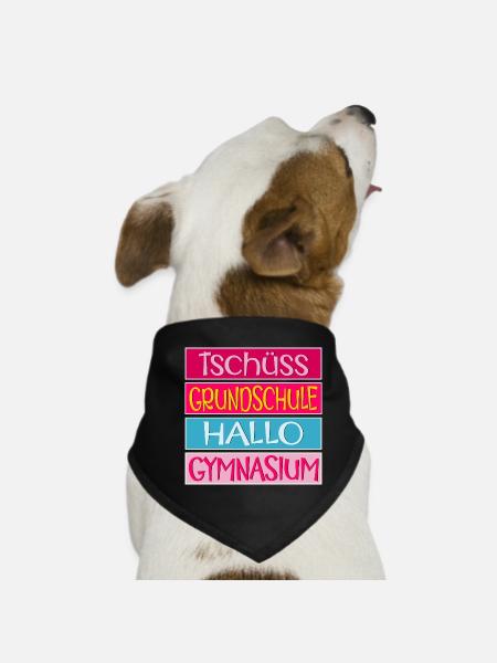 TSCHÜSS GRUNDSCHULE HALLO GYMNASIUM SCHULWECHSEL - Hunde-Bandana - Schwarz - Vorne
