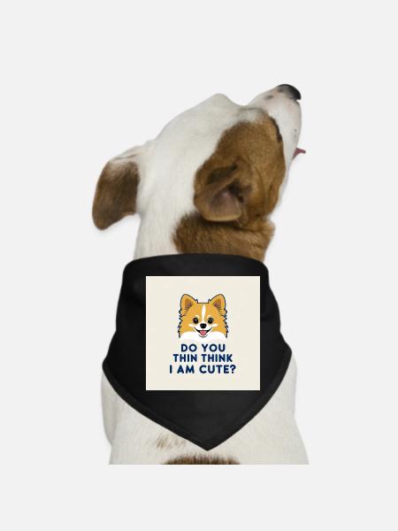 Funny Pomeranian Dog - Do You Think I Am Cute? - Dog Bandana - black - Front