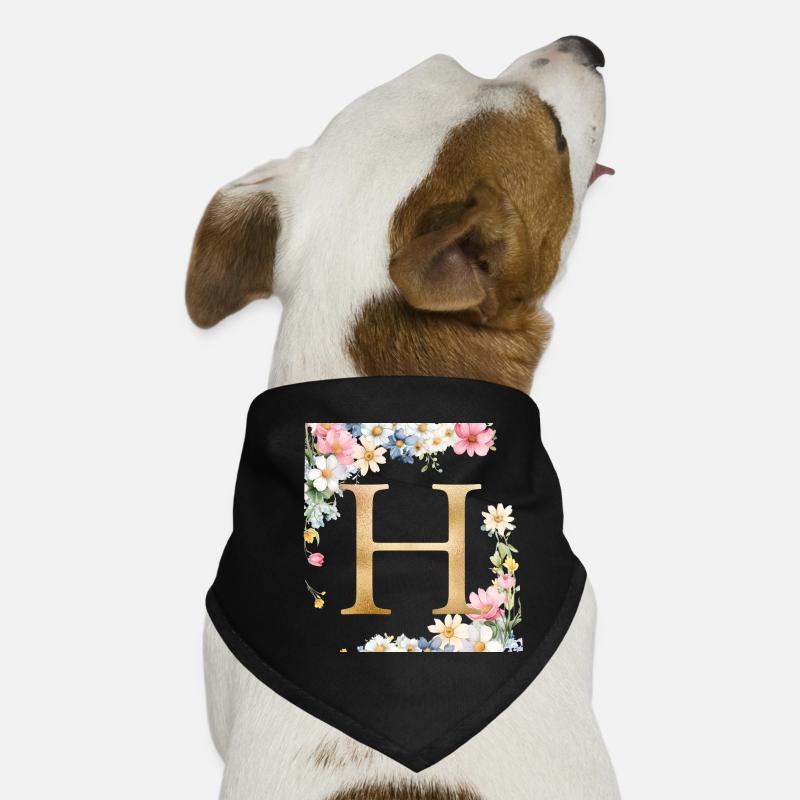 H Monogramm, Floral, personalisierbar Hunde-Bandana