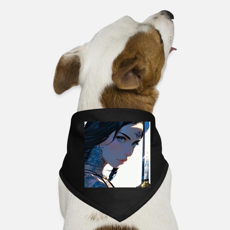 N-dless Nights: Tätowiertes Anime-Mädchen mit einem Schwert Hunde-Bandana