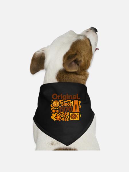Langue source. Depuis 1970 – Disco Fever Année de naissance - Bandana pour chien - noir - Devant