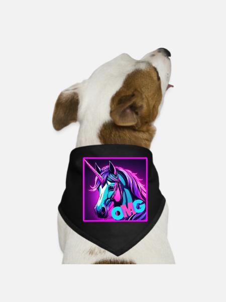 Colorful Unicorn - Dog Bandana - black - Front